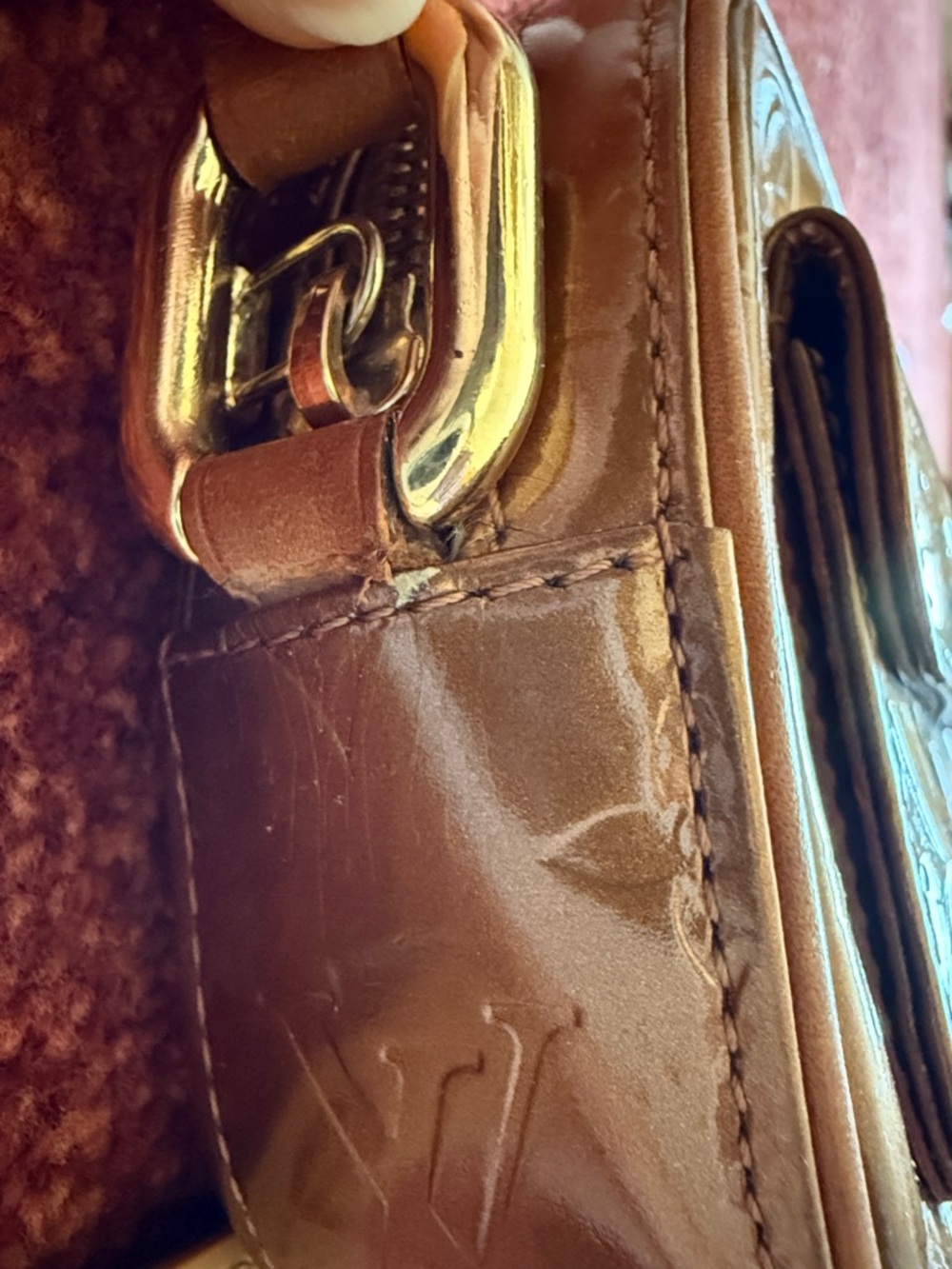 Vintage Louis Vuitton Brown Monogram Vernis Buckle Crossbody - Picture 6 of 14
